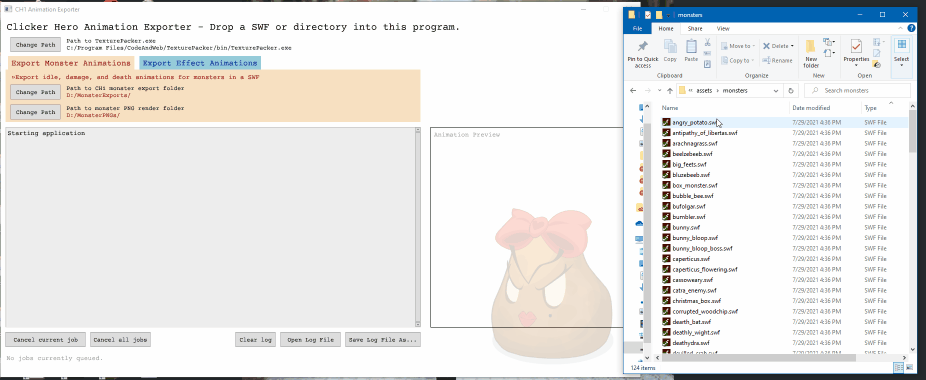 Exporting monster animations